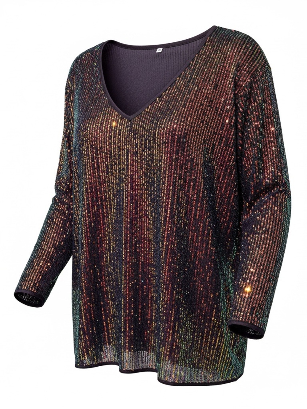 Sparkle Knit V-Neck Tunic - Iridescent